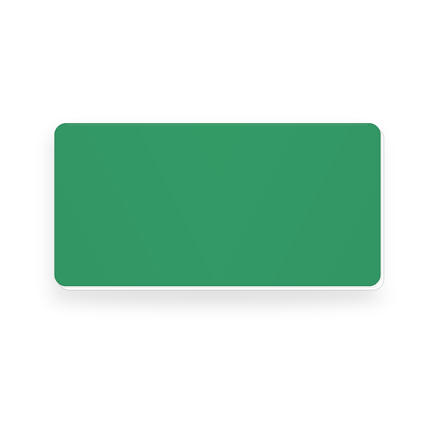 Ecuson negravat 8 × 4 cm, verde cu strat alb, pregătit pentru gravură laser.
