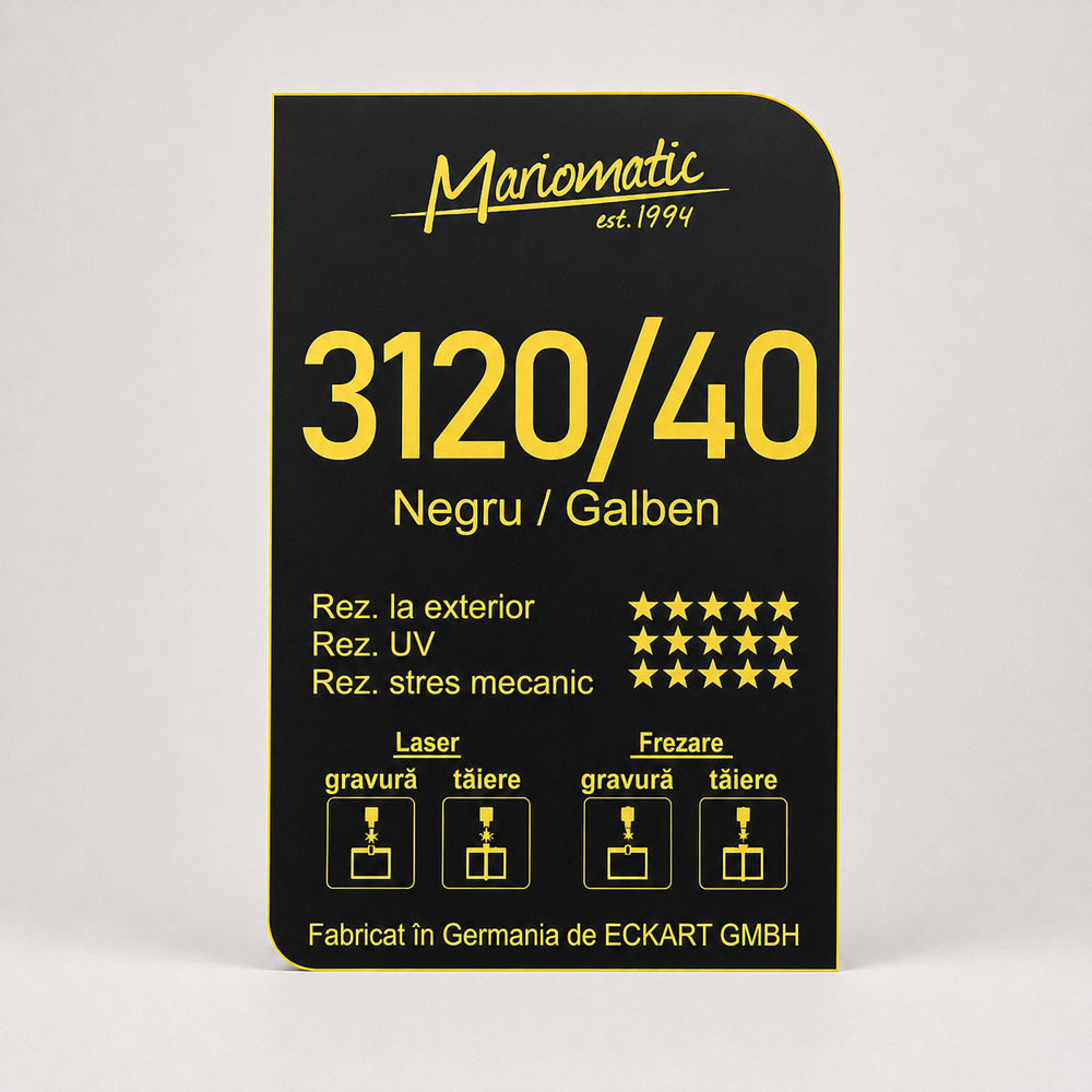 Material Gravura Acril Negru / Galben 3120/40 - Interior si Exterior (Laserply)