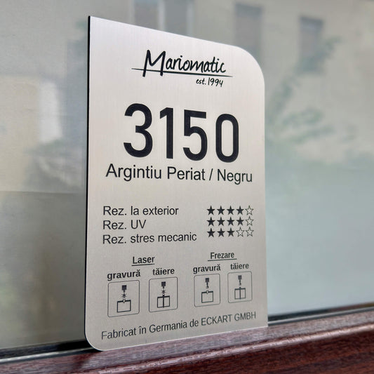 Material Gravura Laser Argintiu / Negru pentru exterior