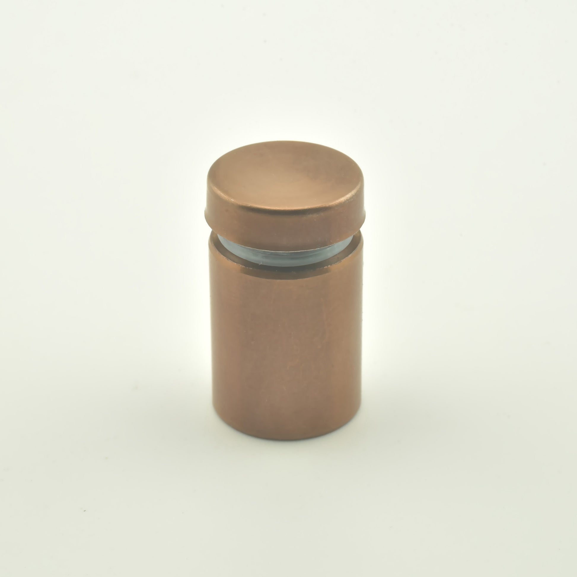 Distantier cilindric simplu din inox de culoare maro sau bronz, asezat vertical.