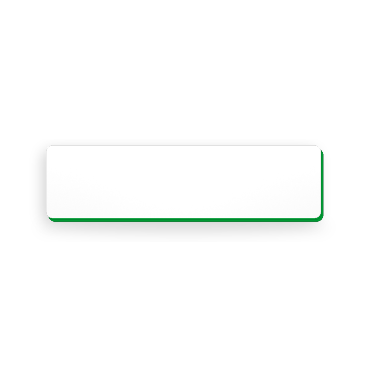 Ecuson negravat alb cu strat verde, dimensiune 75x20 mm, pregatit pentru personalizare prin gravura