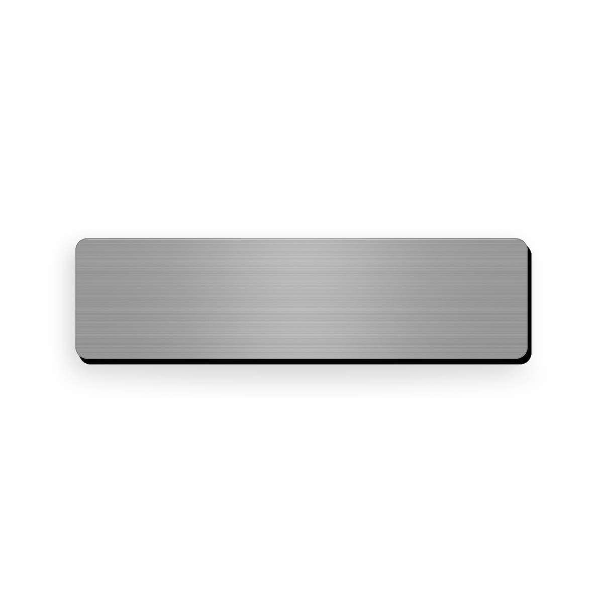 Ecuson negravat argintiu cu strat negru, dimensiune 75x20 mm, pregatit pentru personalizare prin gravura