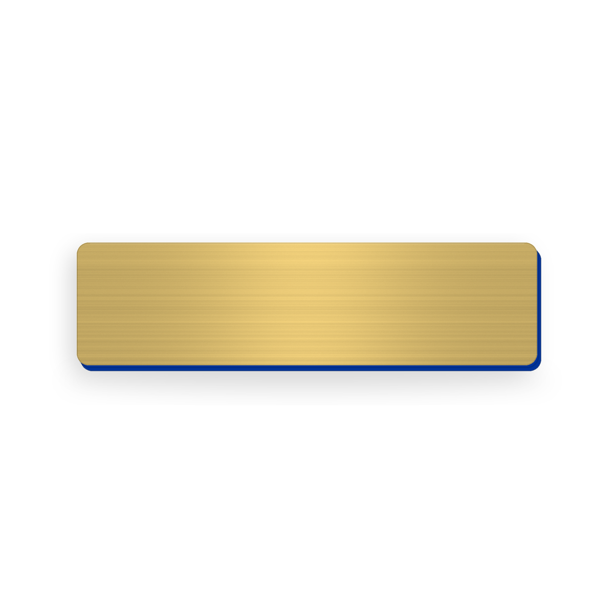 Ecuson negravat auriu cu strat albastru, dimensiune 75x20 mm, pregatit pentru personalizare prin gravura
