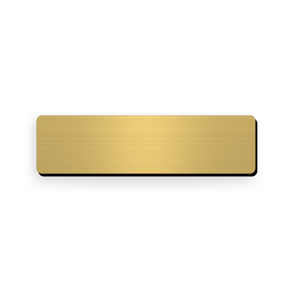 Ecuson negravat auriu cu strat negru, dimensiune 75x20 mm, pregatit pentru personalizare prin gravura