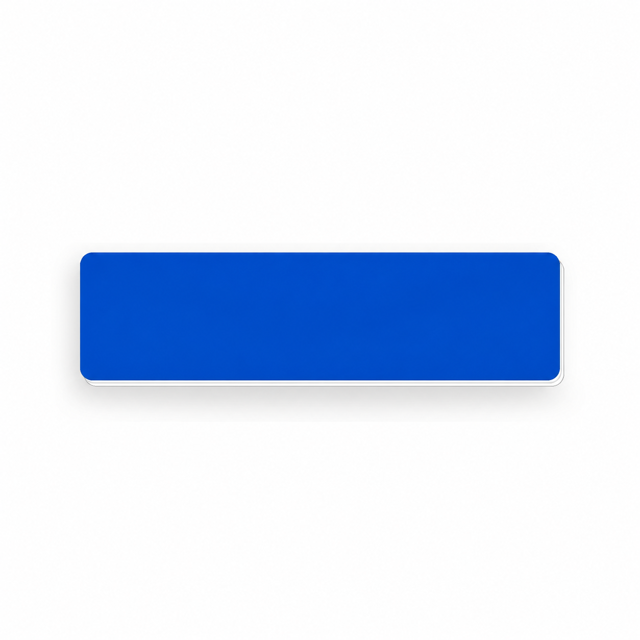 Ecuson negravat 75 × 20 mm, albastru cu strat alb, prezentat pe fundal alb.