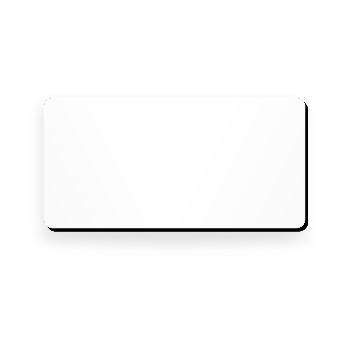 Ecuson negravat 8 × 4 cm, alb cu strat negru, pregătit pentru gravură laser.