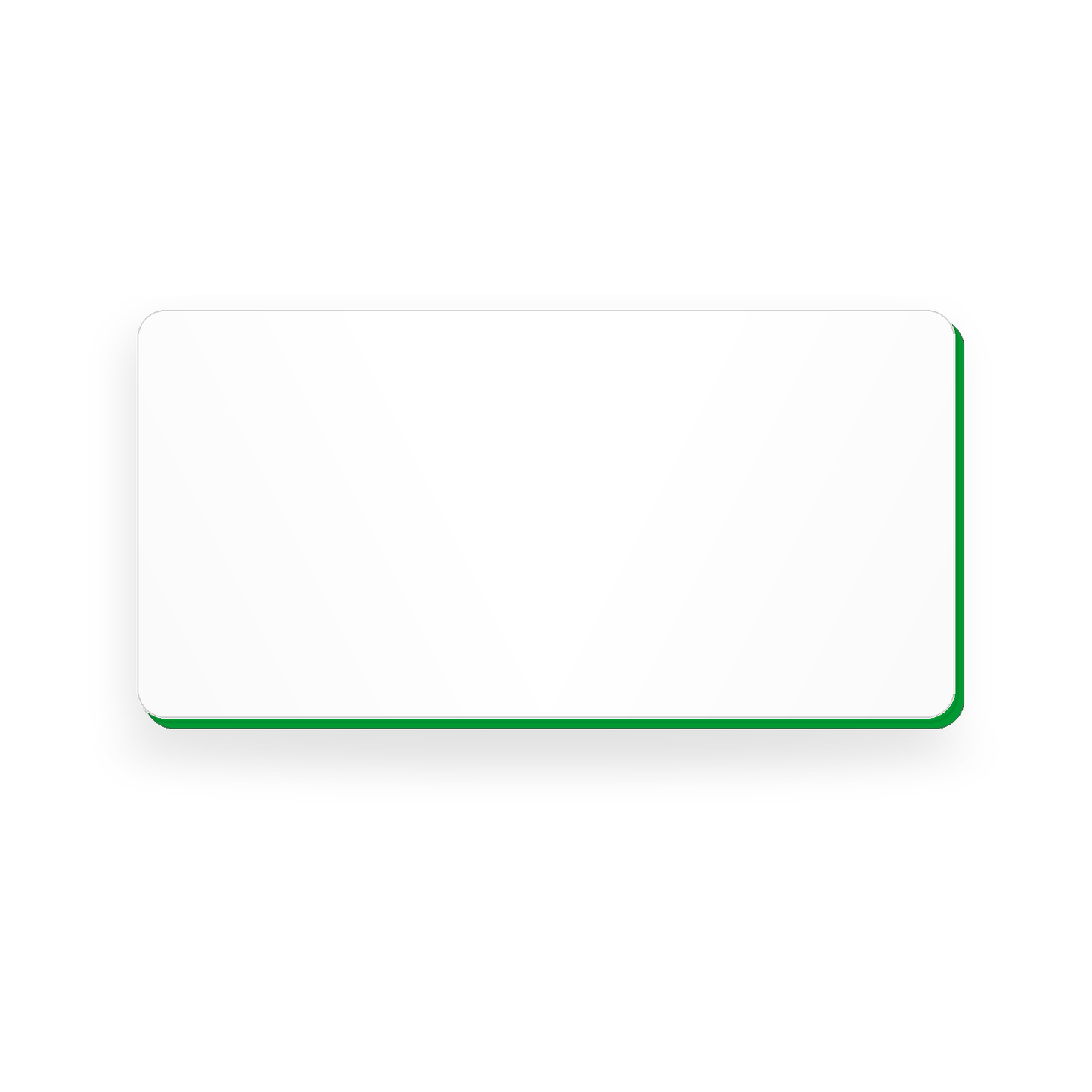 Ecuson negravat 8 × 4 cm, alb cu strat verde, pregătit pentru gravură laser.
