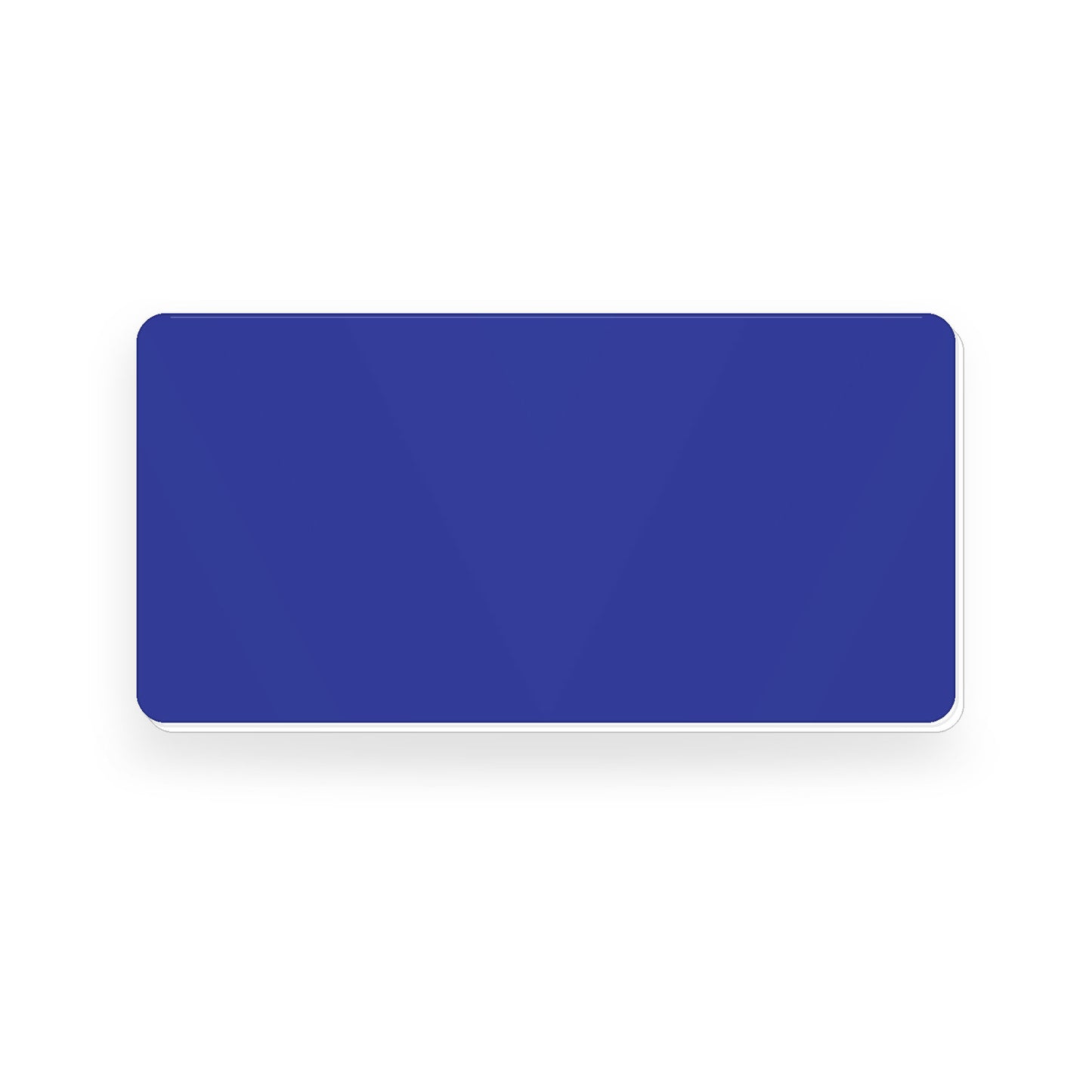 Ecuson negravat 8 × 4 cm, albastru cu strat alb, pregătit pentru gravură laser.
