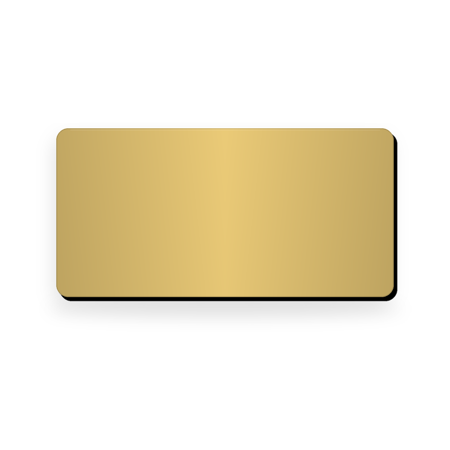 Ecuson negravat 8 × 4 cm, auriu cu strat negru, pregătit pentru gravură laser.
