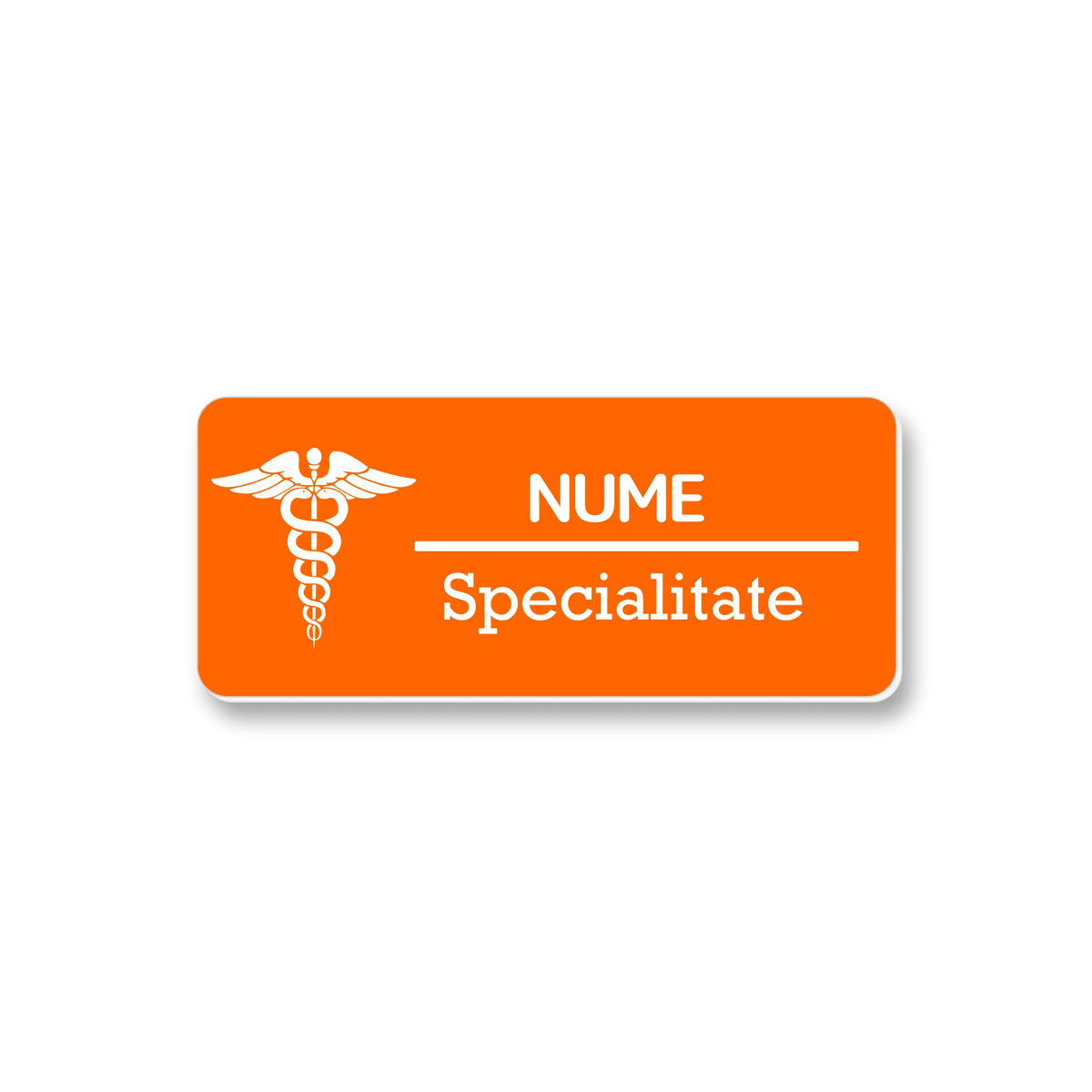 Ecuson personalizat pentru medicina, dimensiune 7x3 cm, culoare portocaliu cu alb