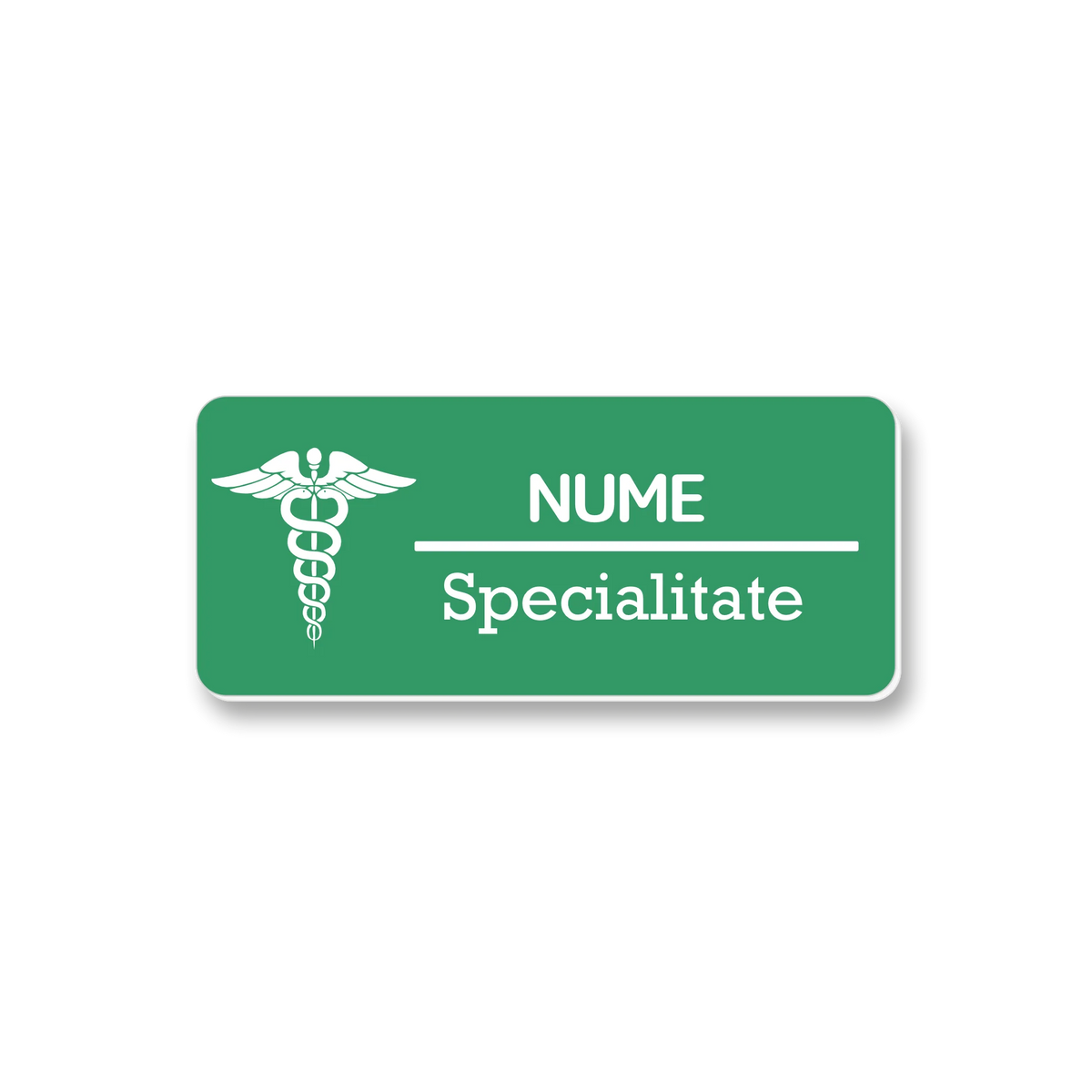 Ecuson personalizat pentru medicina, dimensiune 7x3 cm, culoare verde cu alb