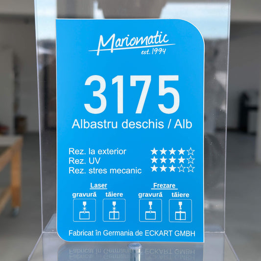 Material Gravura Laser Albastru Deschis Alb