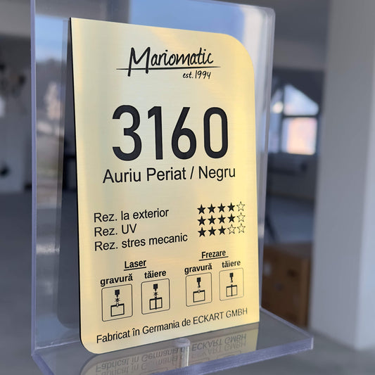 Material Gravura Auriu cu Negru Laserabil de exterior
