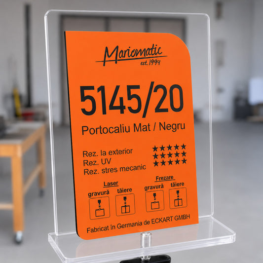 Material pentru gravură cod 5145 suprafață portocalie cu bază neagră