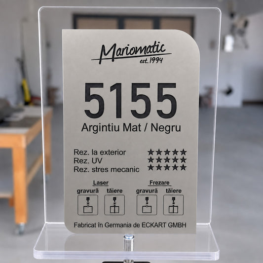 Material pentru gravură Lasertek 5165 bronz mat rezistent la exterior cu gravură neagră