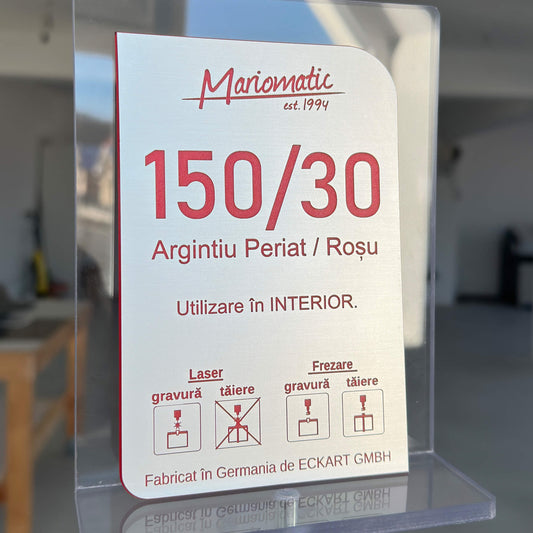 Material Gravura Mecanica Argintiu Rosu